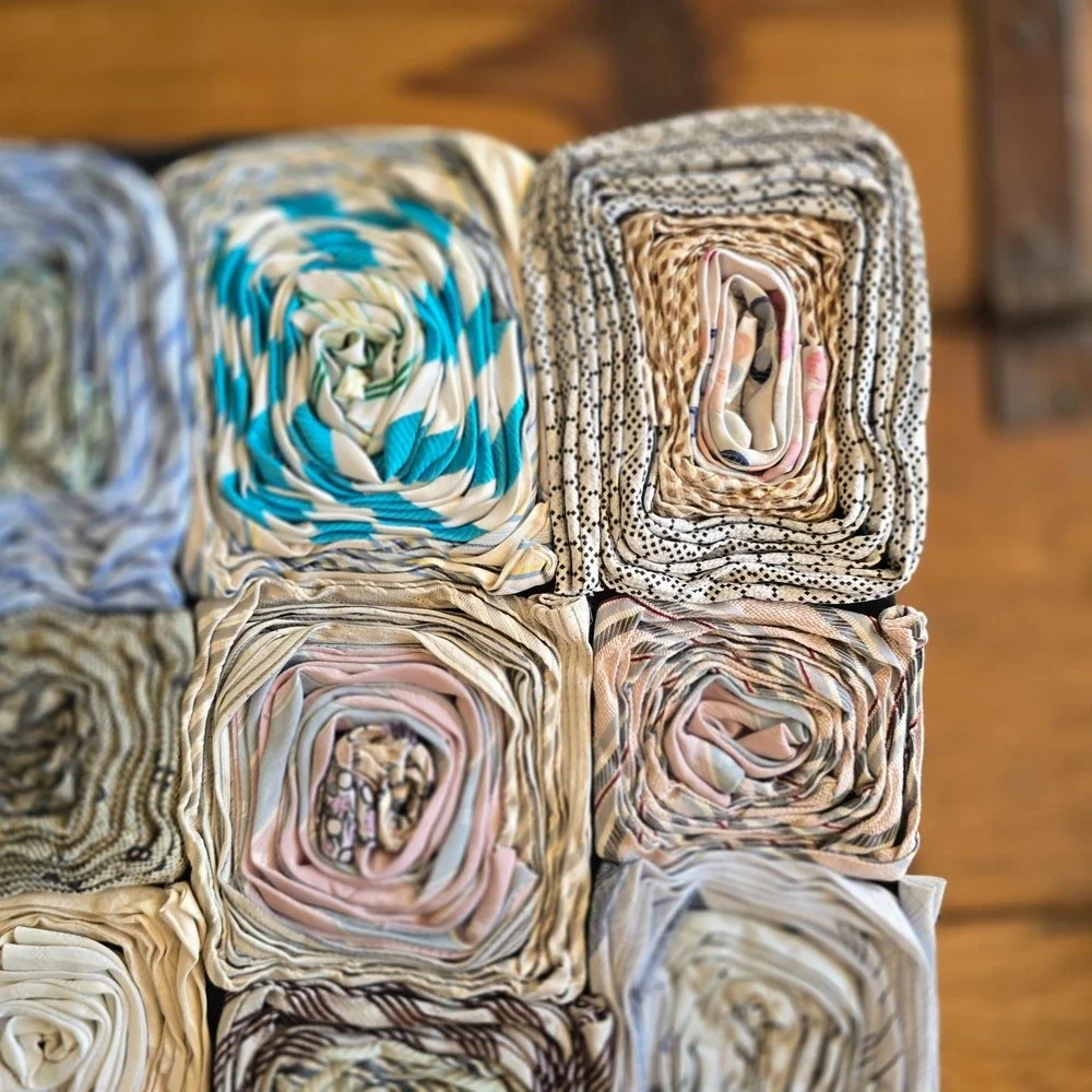 Vintage Dreamweavers Handmade Silk Tie Pillow Cover with‎ Hand-Rolled Roses